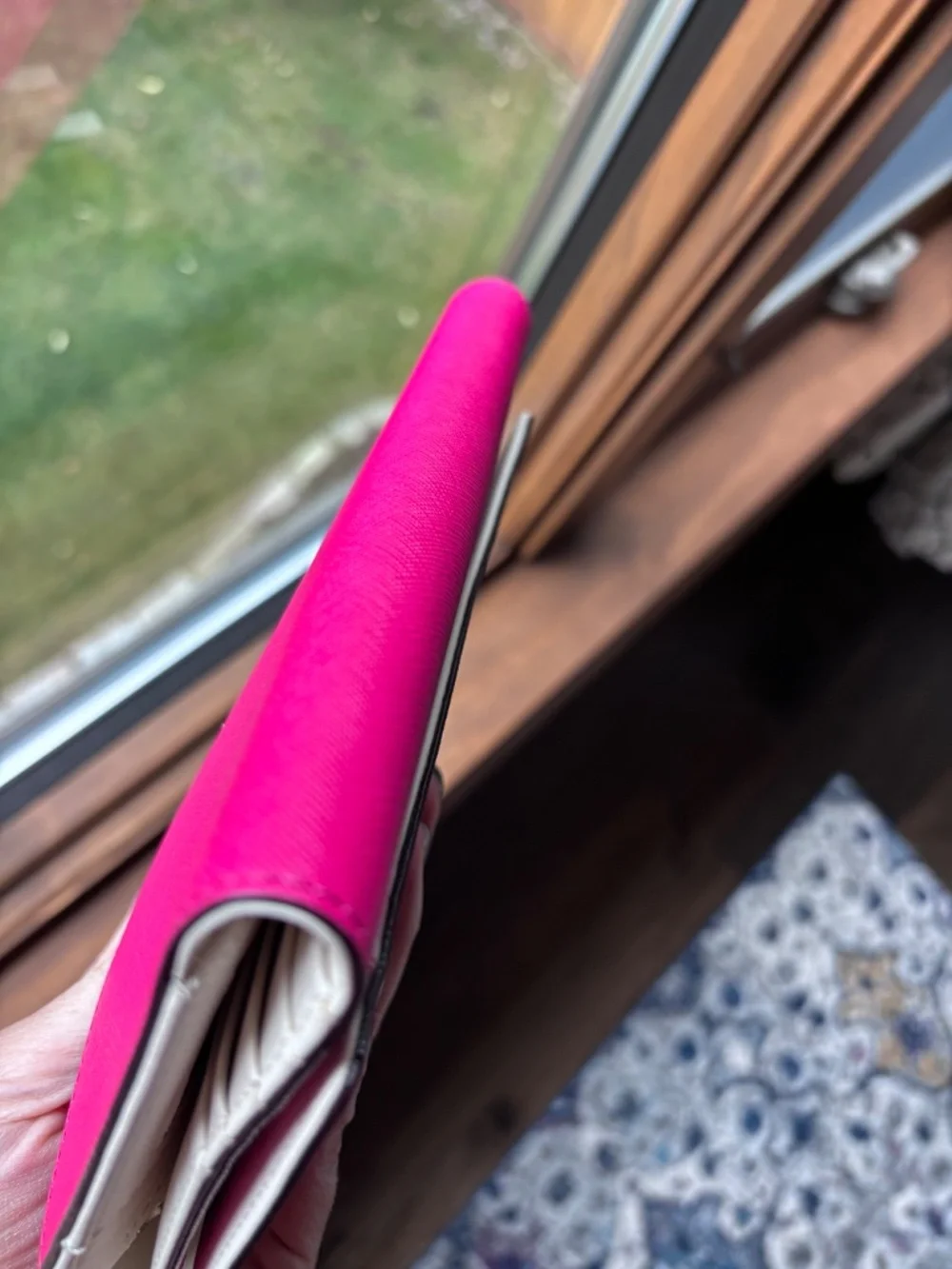 Kate Spade Oversized Fuschia Saffiano Leather Wallet